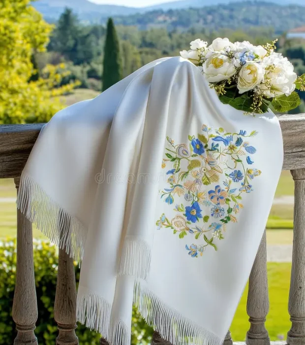 elegant-kashmiri-pashmina-shawl-wooden-table-featuring-intricate-exquisite-kashmiri-pashmina-shawl-spread-out-363739016